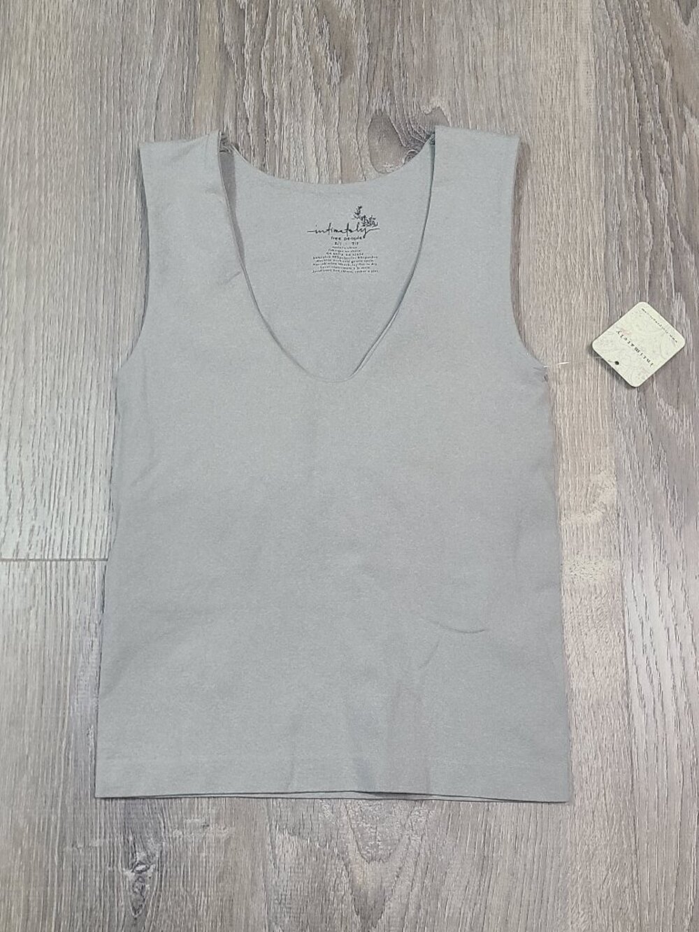 Intimately Free People Light Grey Clean Lines Seamless V Neck Tank Top XS/S NWT